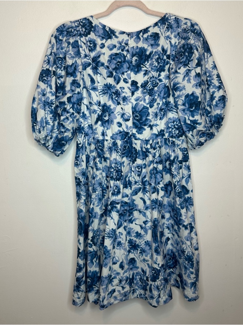 Abercrombie & Fitch A&F Cinch Front Poplin Blue Floral Mini Dress Size MT Medium - Picture 2 of 9
